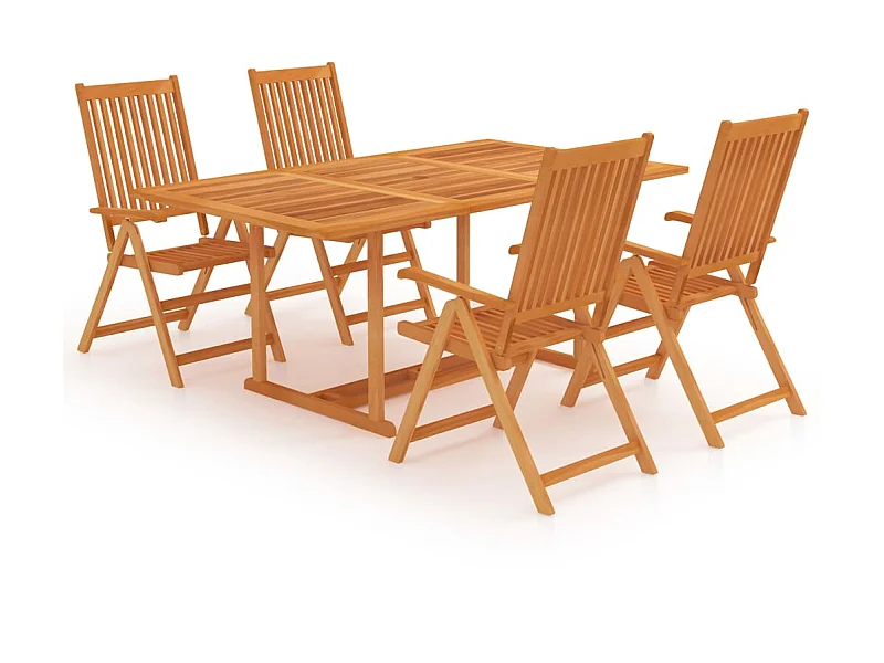 Salon de jardin 5 pcs Bois de teck massif 4