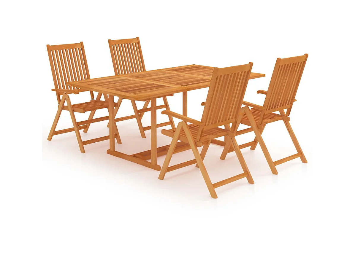 Salon de jardin 5 pcs Bois de teck massif 4