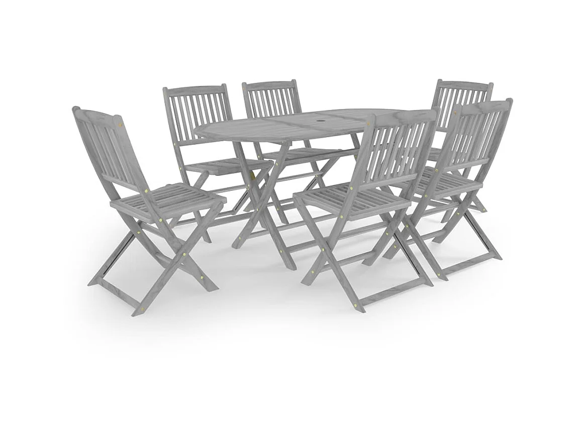 Mobilier à dîner de jardin 7 pcs Bois d'acacia massif Gris