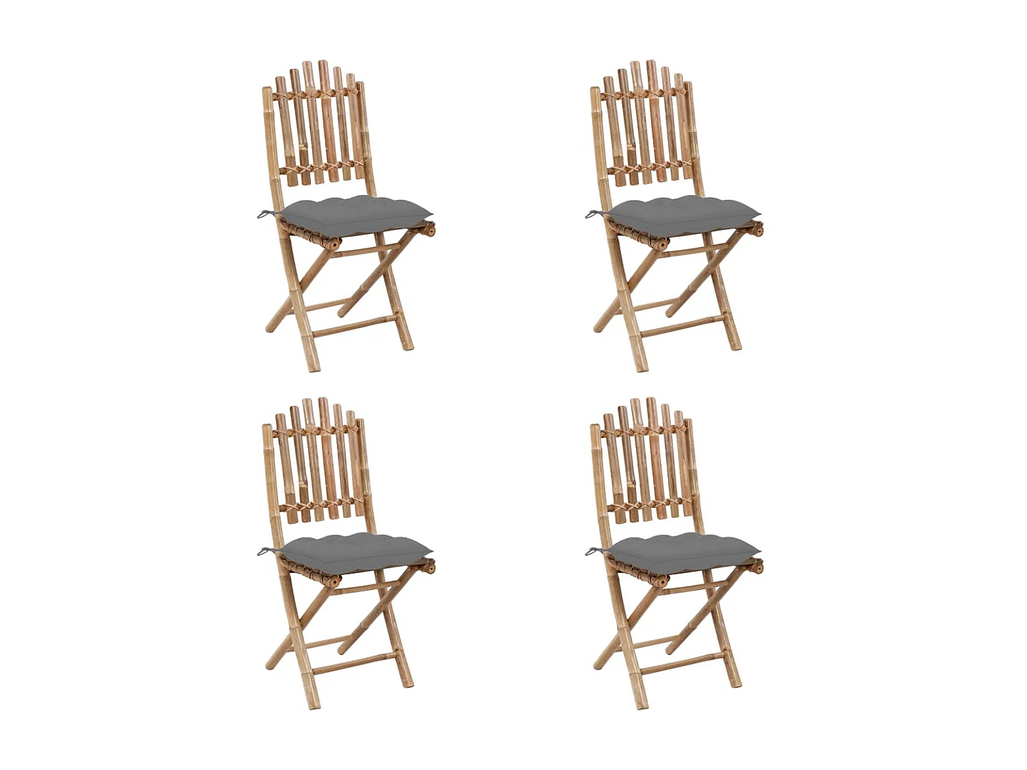 Mobilier à dîner d'extérieur pliable 5 pcs avec coussins Bambou 5