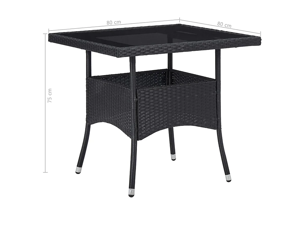 Ensemble à dîner de jardin 5 pcs Noir Résine tressée et acacia 5