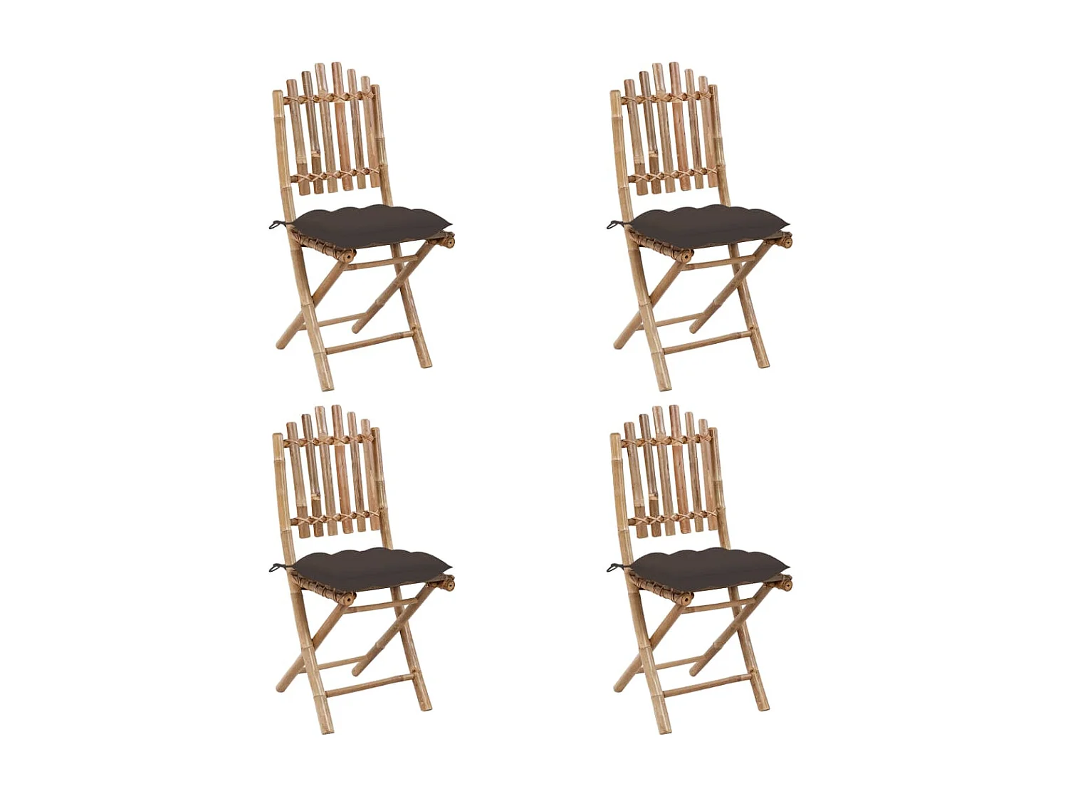 Mobilier à dîner d'extérieur pliable 5 pcs avec coussins Bambou 8