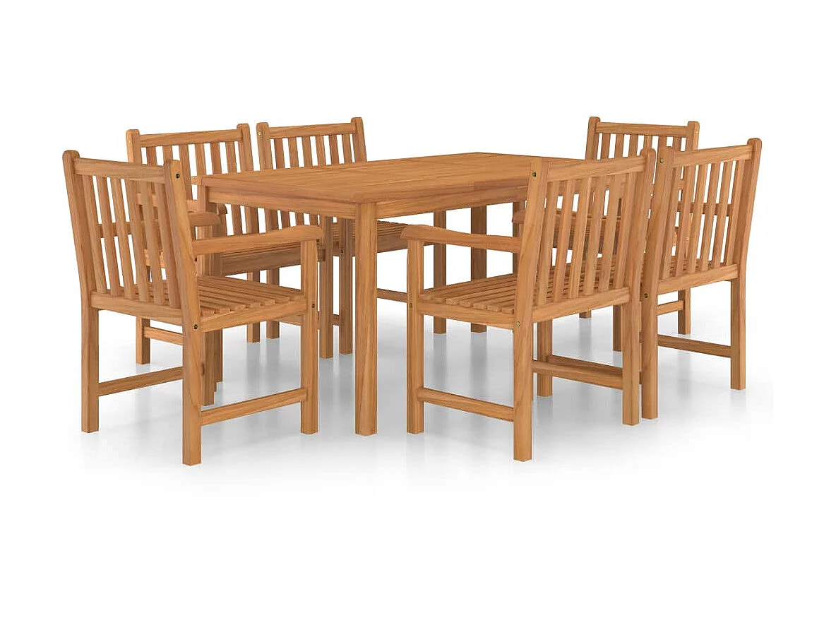 Ensemble de salle à manger de jardin 7 pcs Bois de teck solide 8