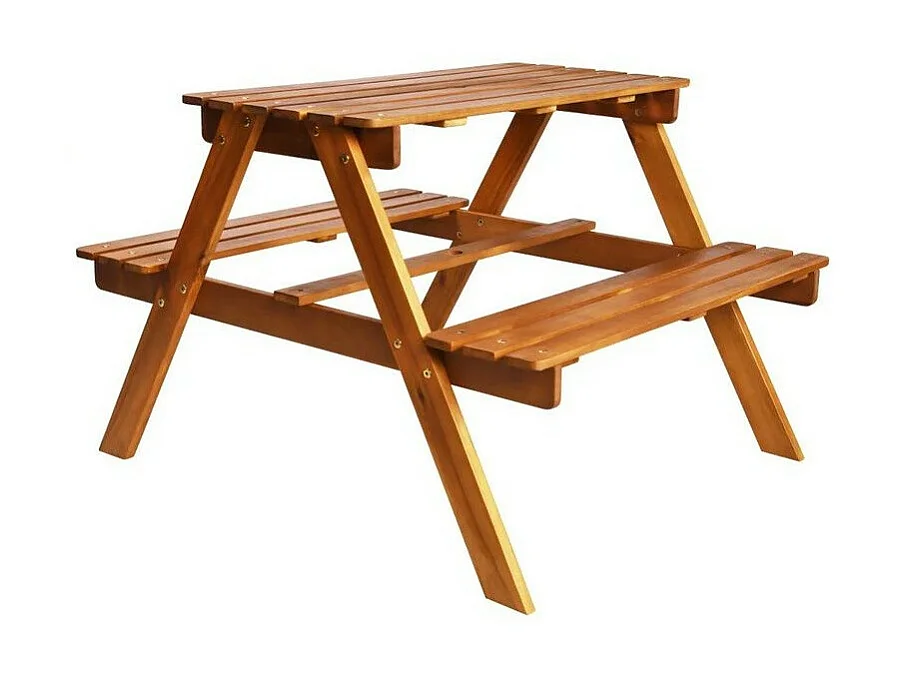 Table pique-nique enfant avec parasol acacia massif foncé Musa