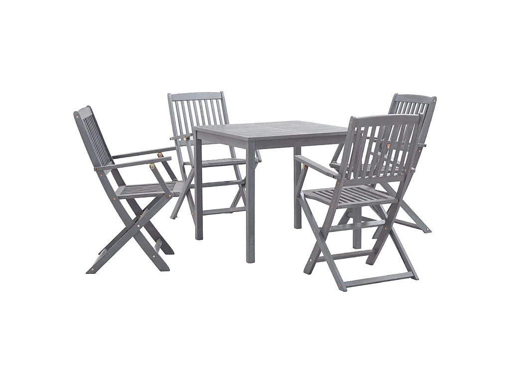 Mobilier à dîner de jardin 5 pcs Bois d'acacia massif Gris