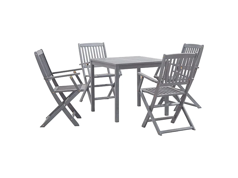 Mobilier à dîner de jardin 5 pcs Bois d'acacia massif Gris