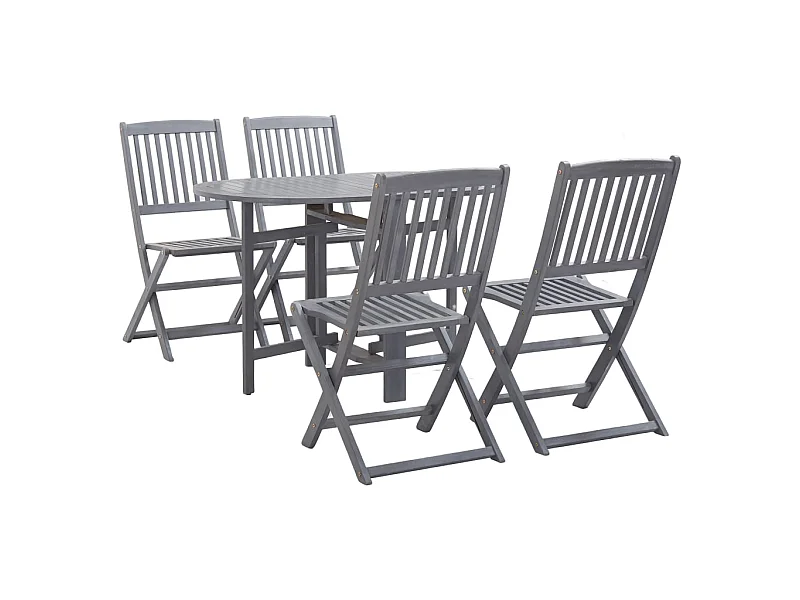 Mobilier à dîner de jardin 5 pcs Bois d'acacia massif Gris 2