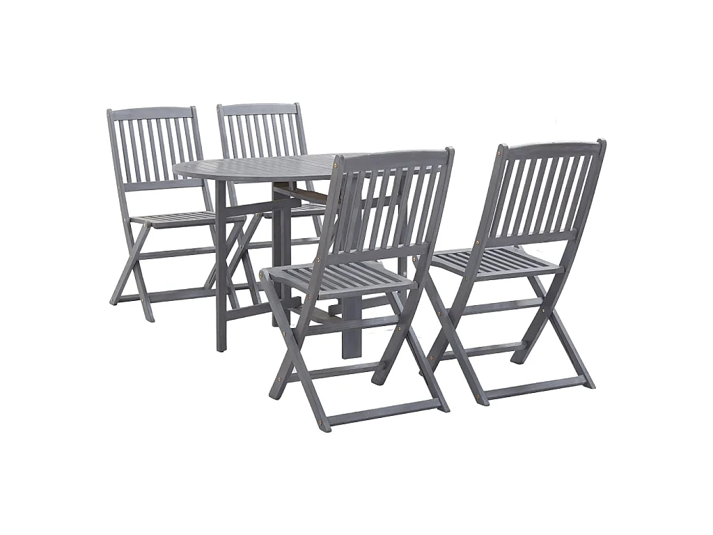 Mobilier à dîner de jardin 5 pcs Bois d'acacia massif Gris 2