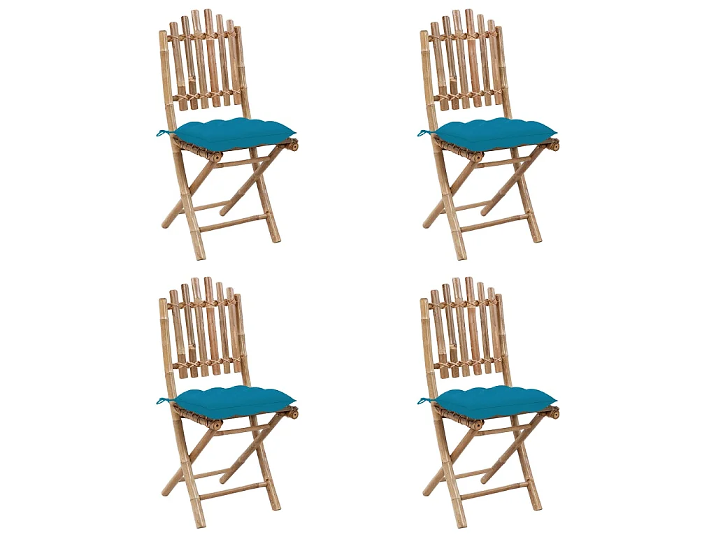 Mobilier à dîner d'extérieur pliable 5 pcs avec coussins Bambou 6