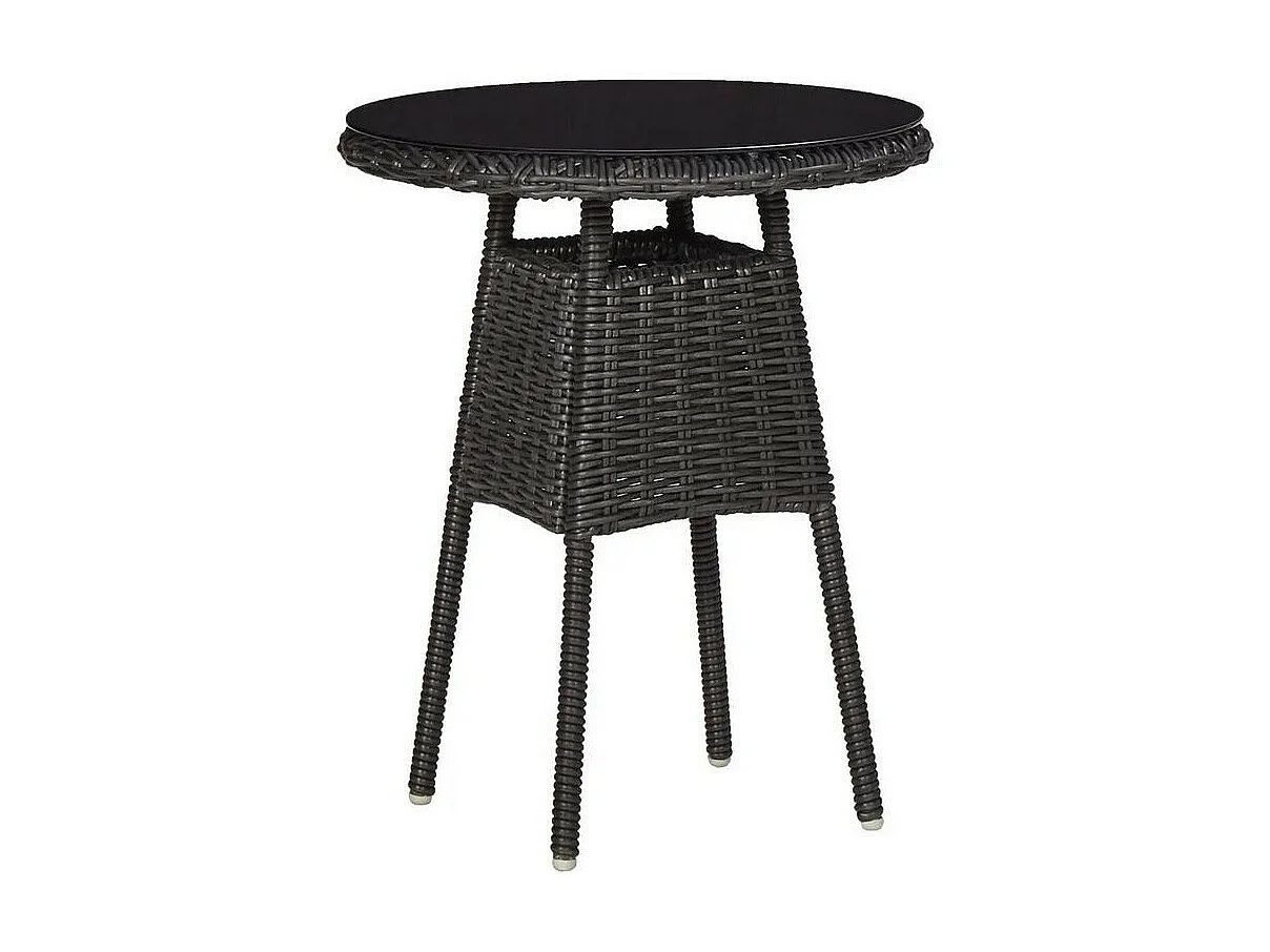 Table et 2 chaises de jardin résine tressée noire Iggem