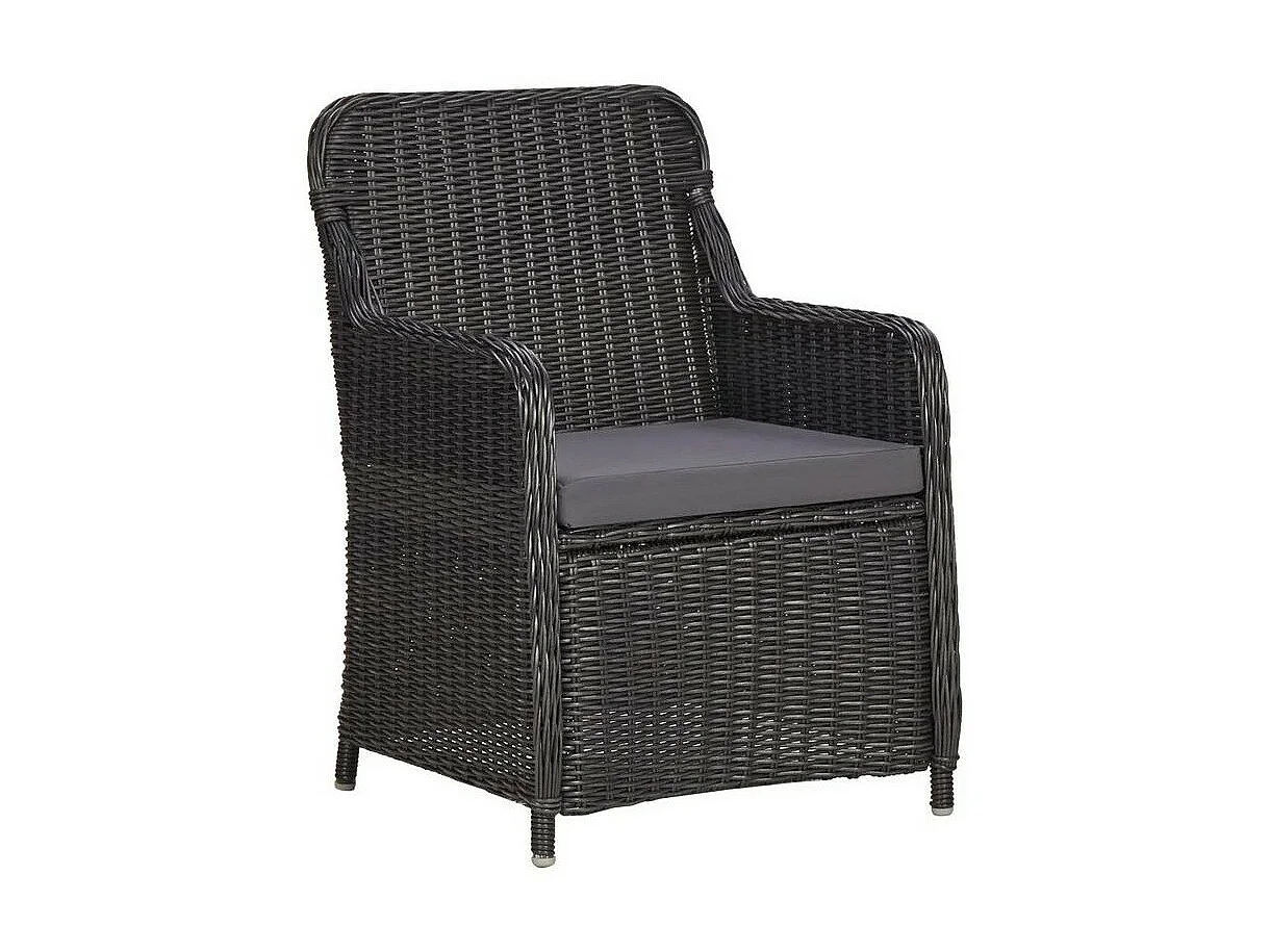 Table et 2 chaises de jardin résine tressée noire Iggem