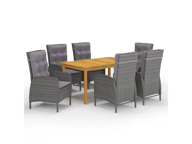 Ensemble de salle à manger de jardin 7 pcs Gris 9