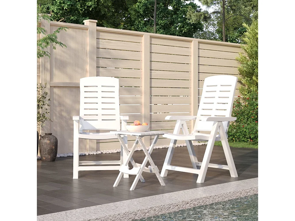 Ensemble de salle à manger de jardin 3 pcs Blanc Polypropylène