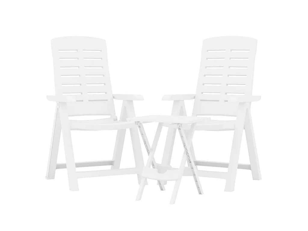 Ensemble de salle à manger de jardin 3 pcs Blanc Polypropylène
