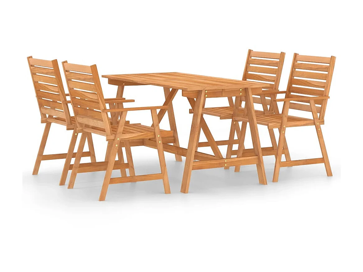 Mobilier de salle à manger de jardin 5 pcs Bois d'acacia solide