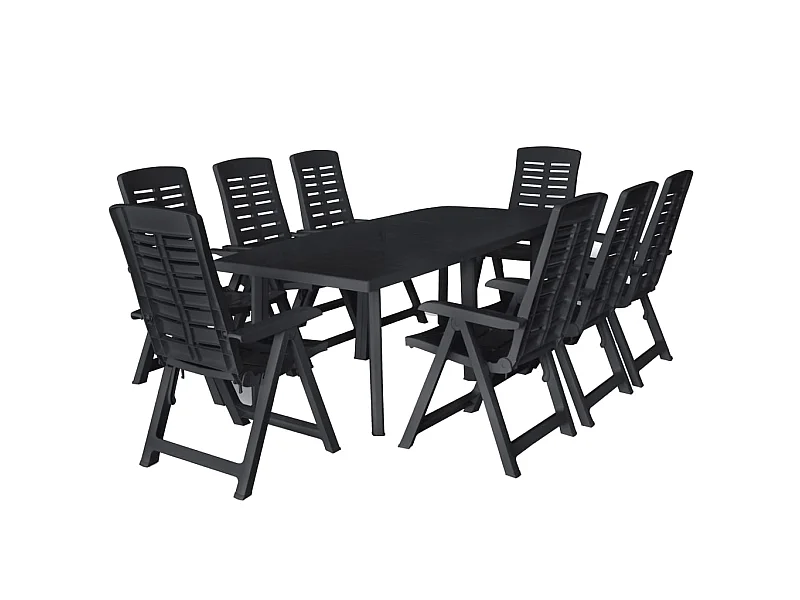 Ensemble de salle à manger de jardin 9 pcs Plastique Anthracite