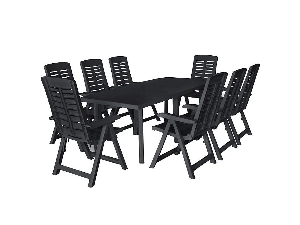 Ensemble de salle à manger de jardin 9 pcs Plastique Anthracite