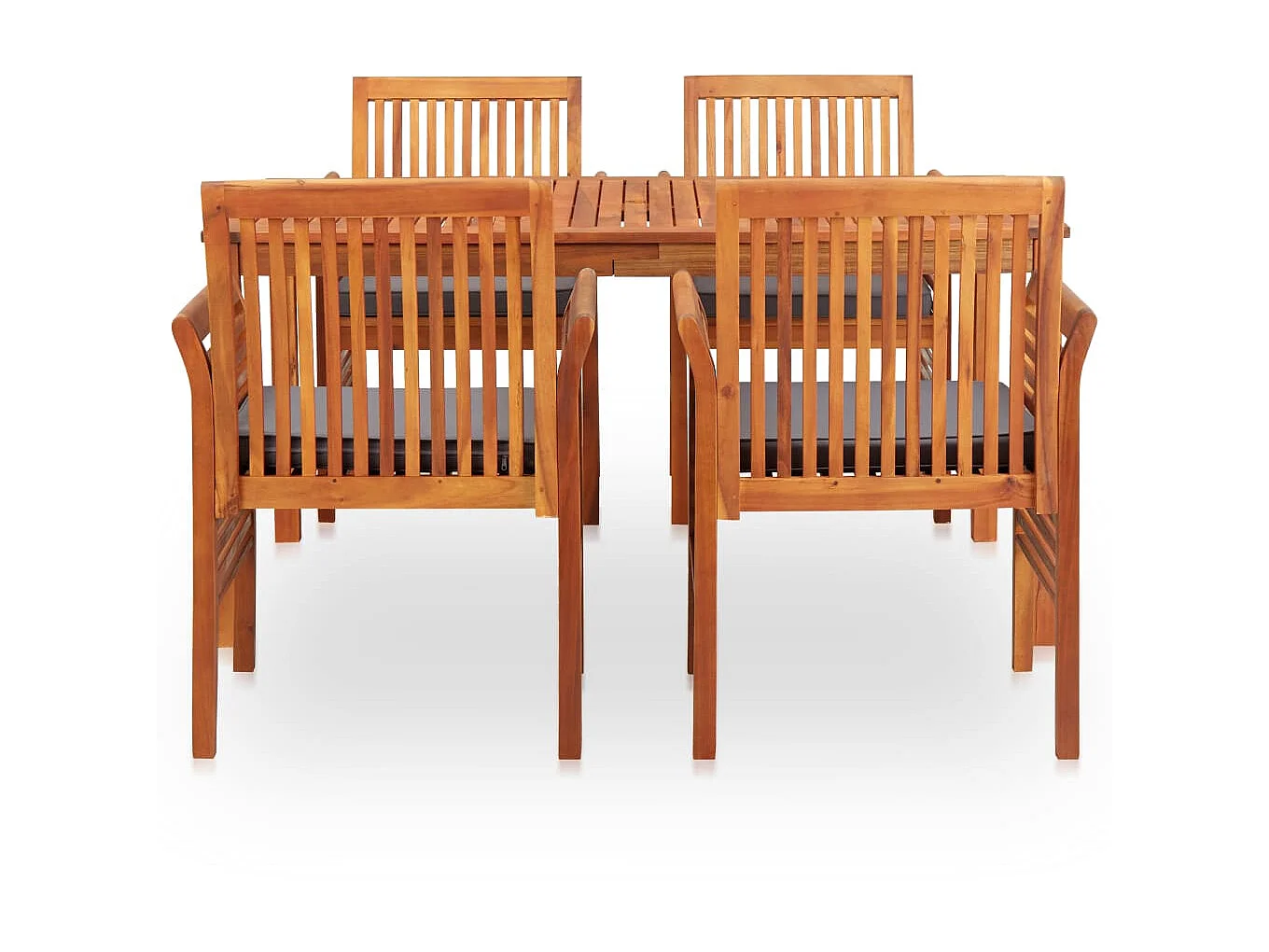Mobilier à dîner d'extérieur 5 pcs et coussins Acacia solide 3