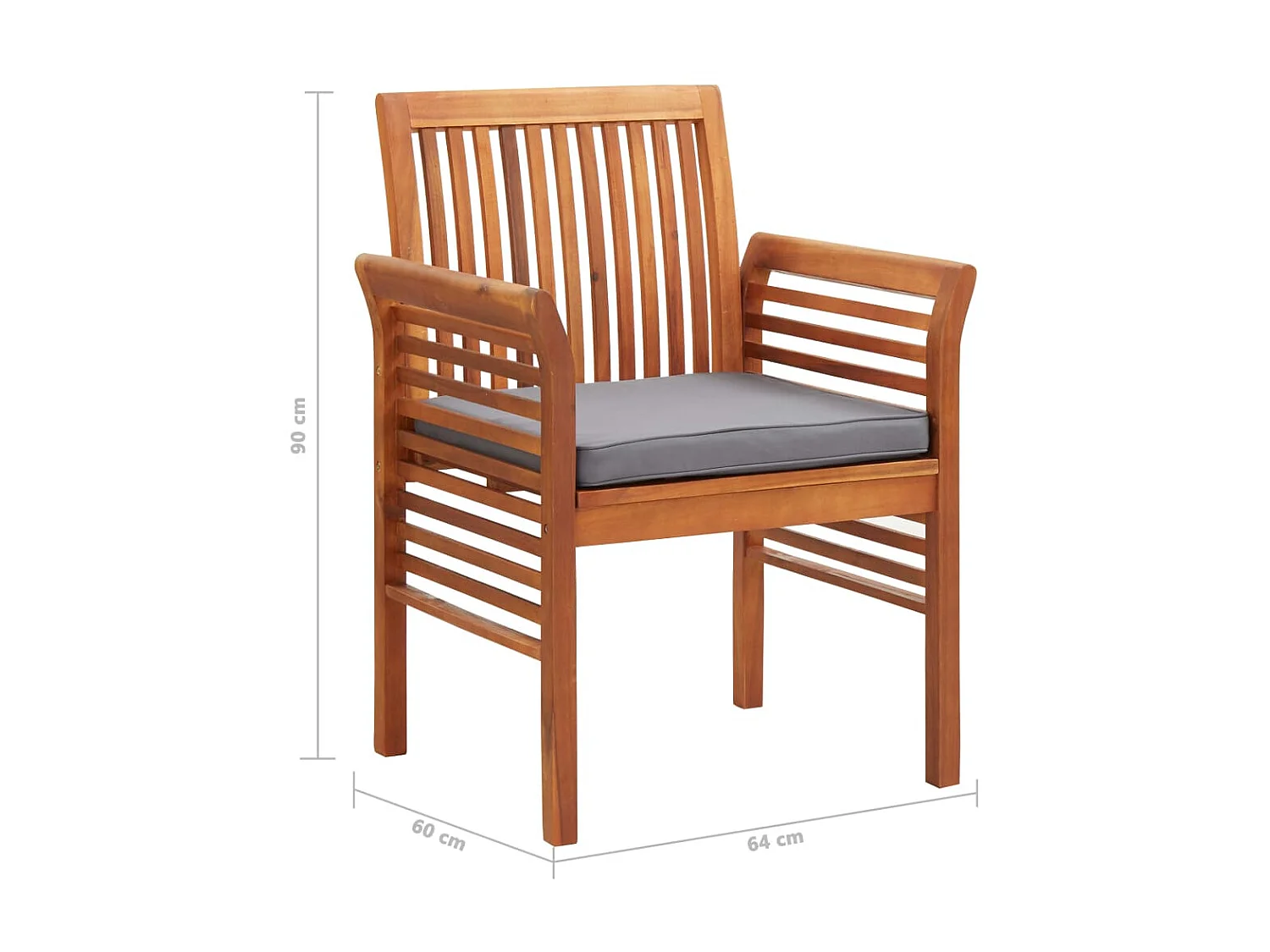 Mobilier à dîner d'extérieur 5 pcs et coussins Acacia solide 3