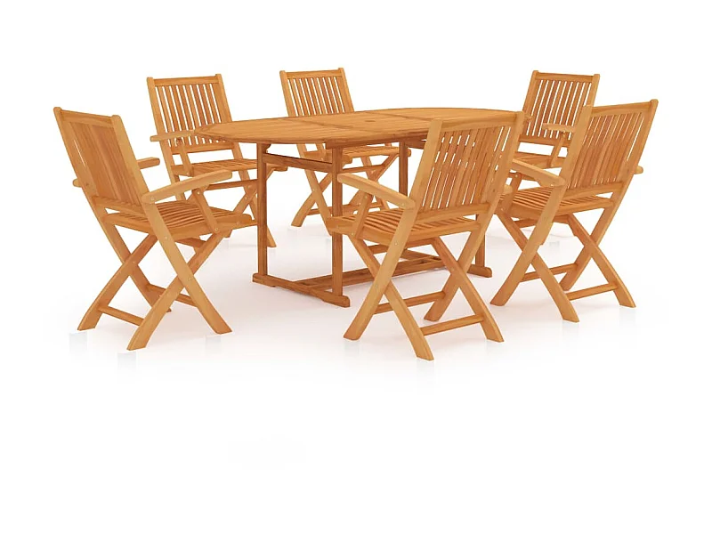 Ensemble de salle à manger de jardin 7 pcs Bois de teck massif 9