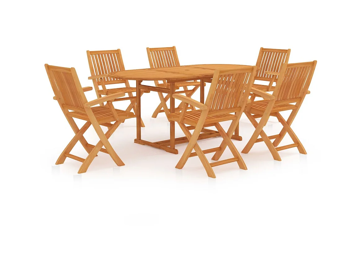 Ensemble de salle à manger de jardin 7 pcs Bois de teck massif 9