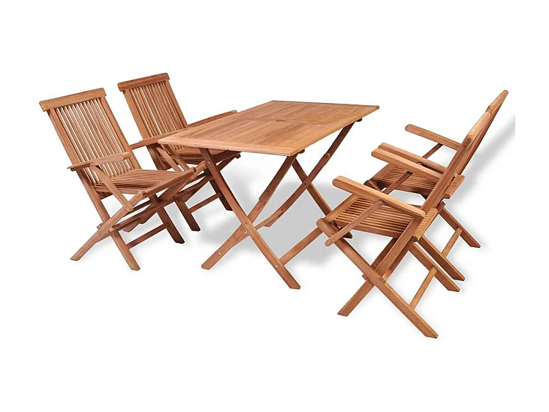 Mobilier à dîner de jardin 5 pcs Bois de teck massif
