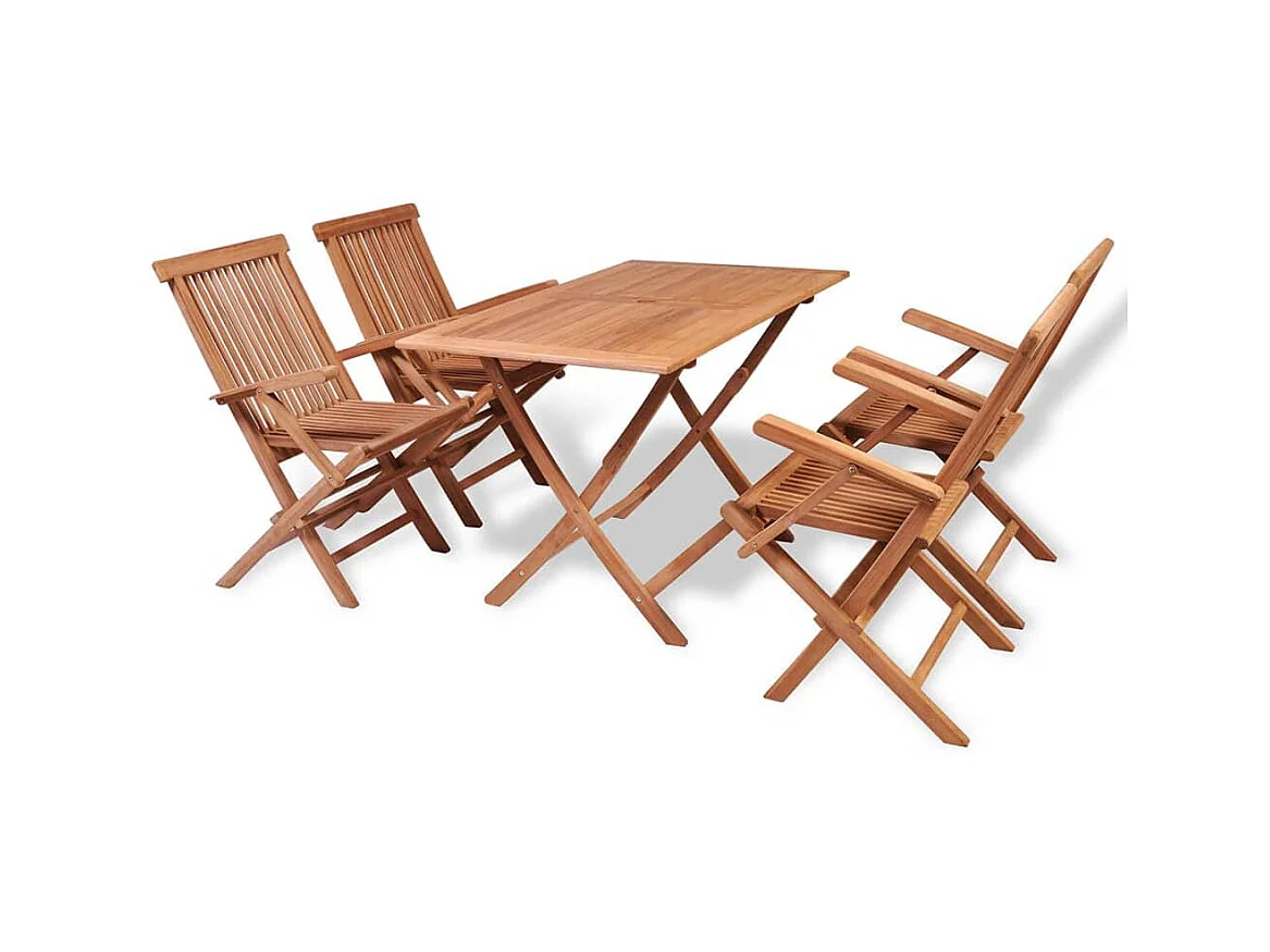 Mobilier à dîner de jardin 5 pcs Bois de teck massif