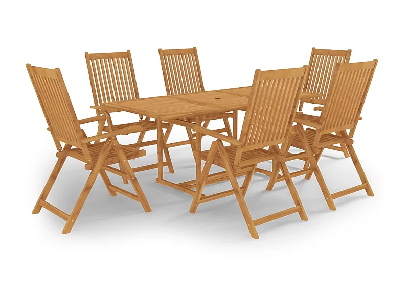 Salon de jardin 7 pcs Bois de teck massif 8