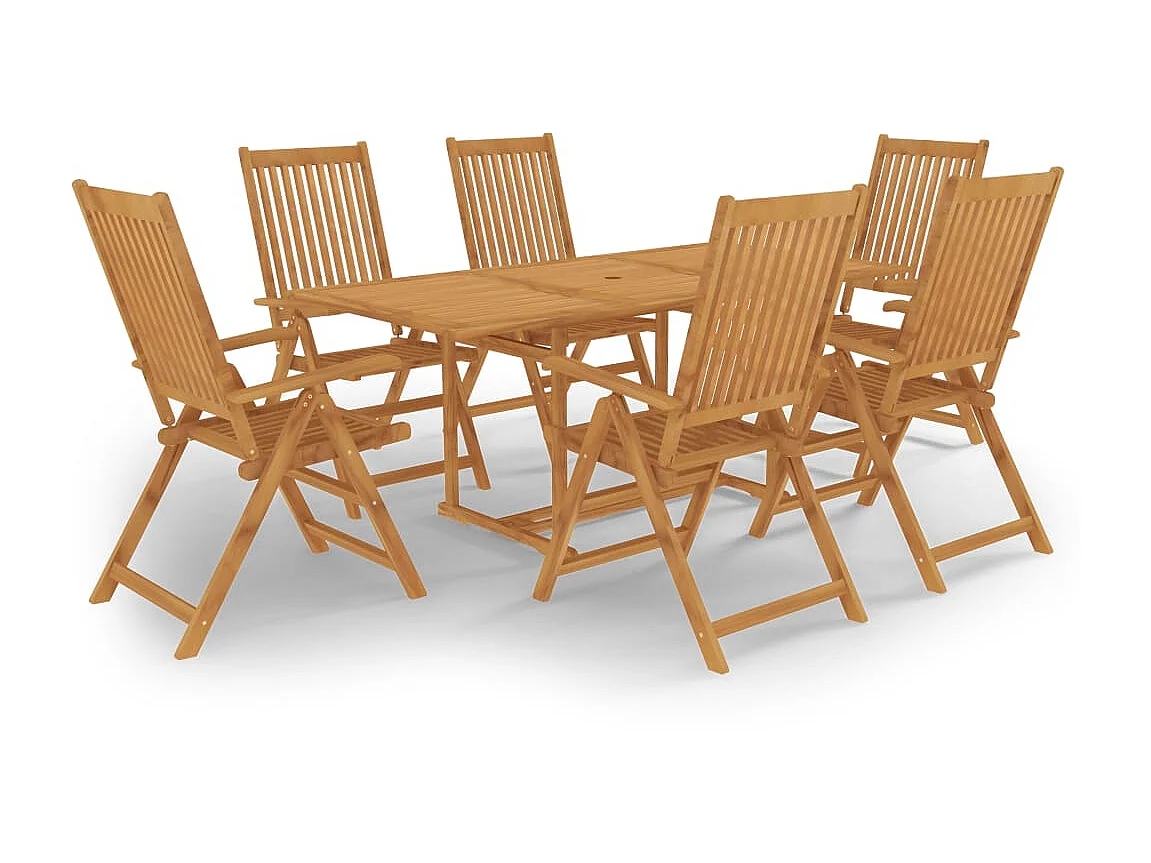 Salon de jardin 7 pcs Bois de teck massif 8