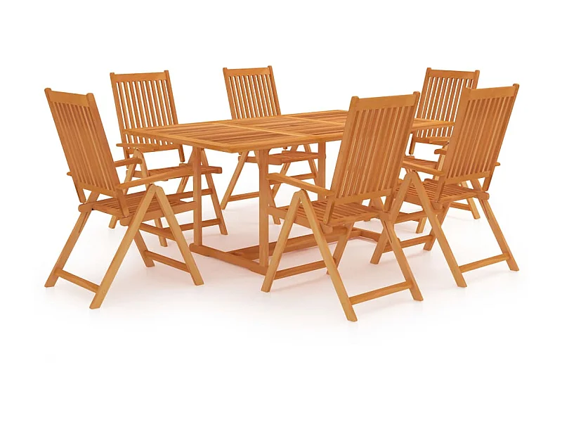 Salon de jardin 7 pcs Bois de teck massif 5