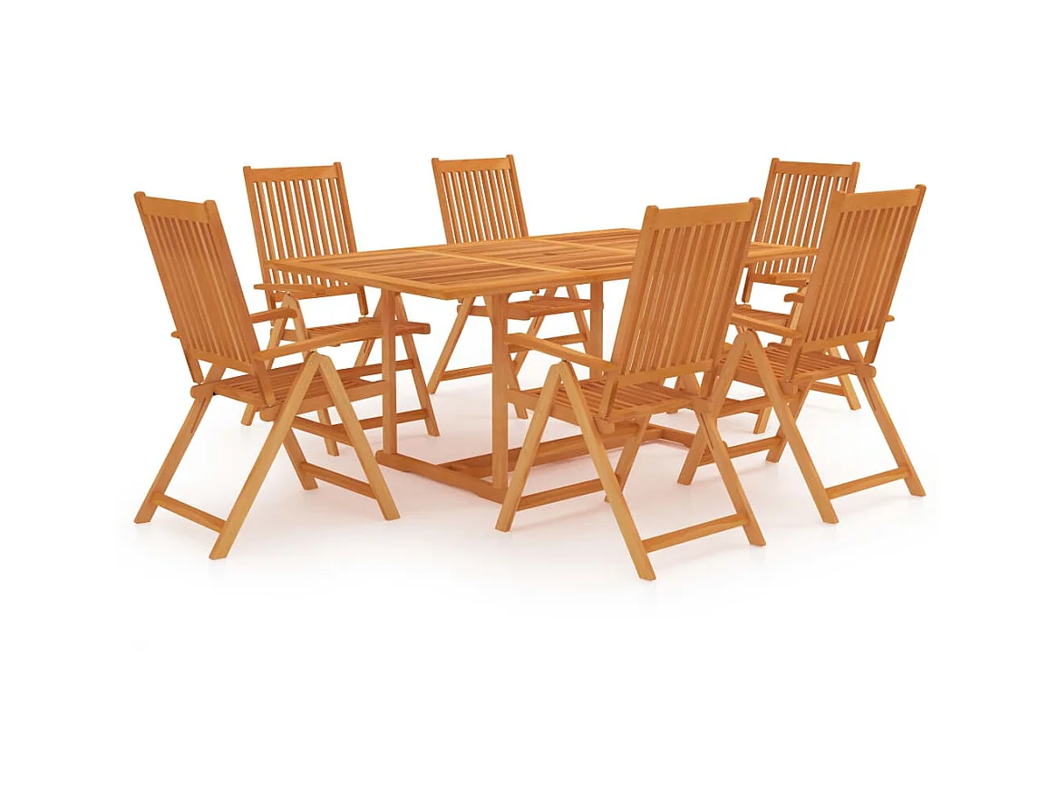 Salon de jardin 7 pcs Bois de teck massif 5