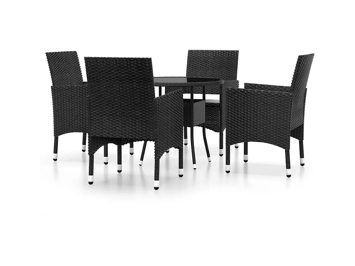 Mobilier de salle à manger de jardin 5 pcs Résine tressée Noir