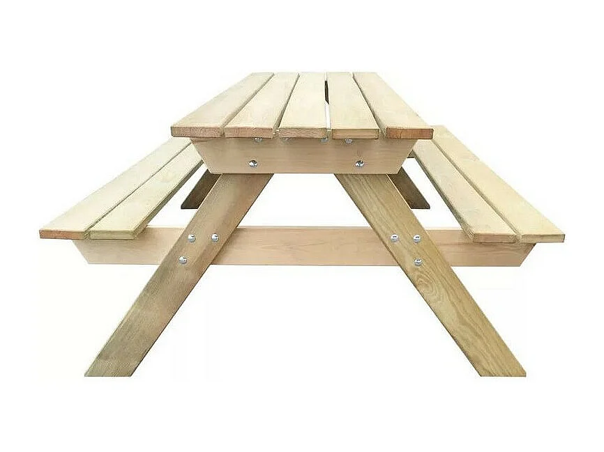 Table de jardin avec 2 bancs pin massif imprégné clair Liva
