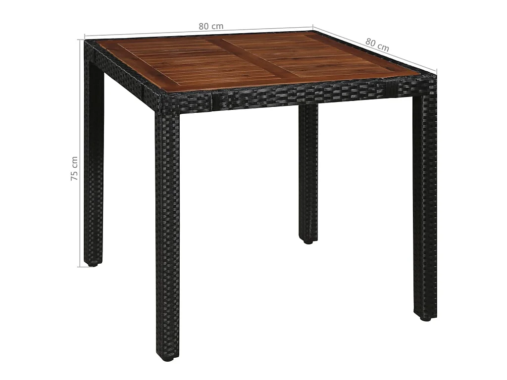 Mobilier d'extérieur 5 pcs Résine tressée et bois d'acacia Noir