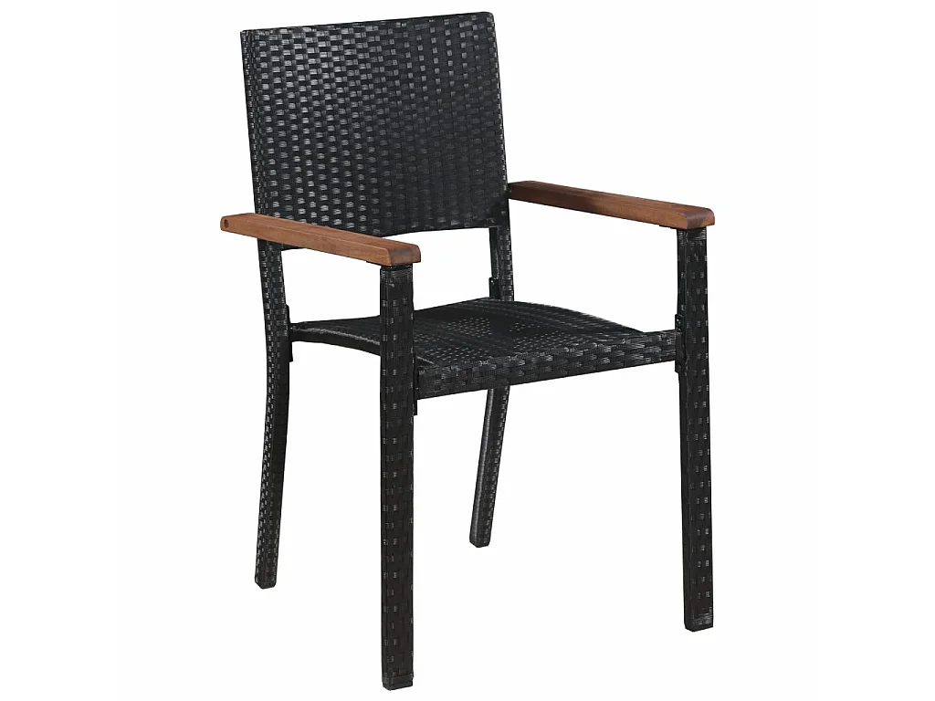 Mobilier d'extérieur 5 pcs Résine tressée et bois d'acacia Noir