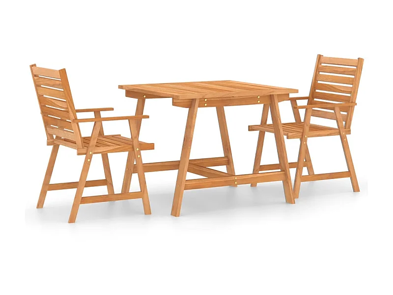 Mobilier de salle à manger de jardin 3 pcs Bois d'acacia solide 3