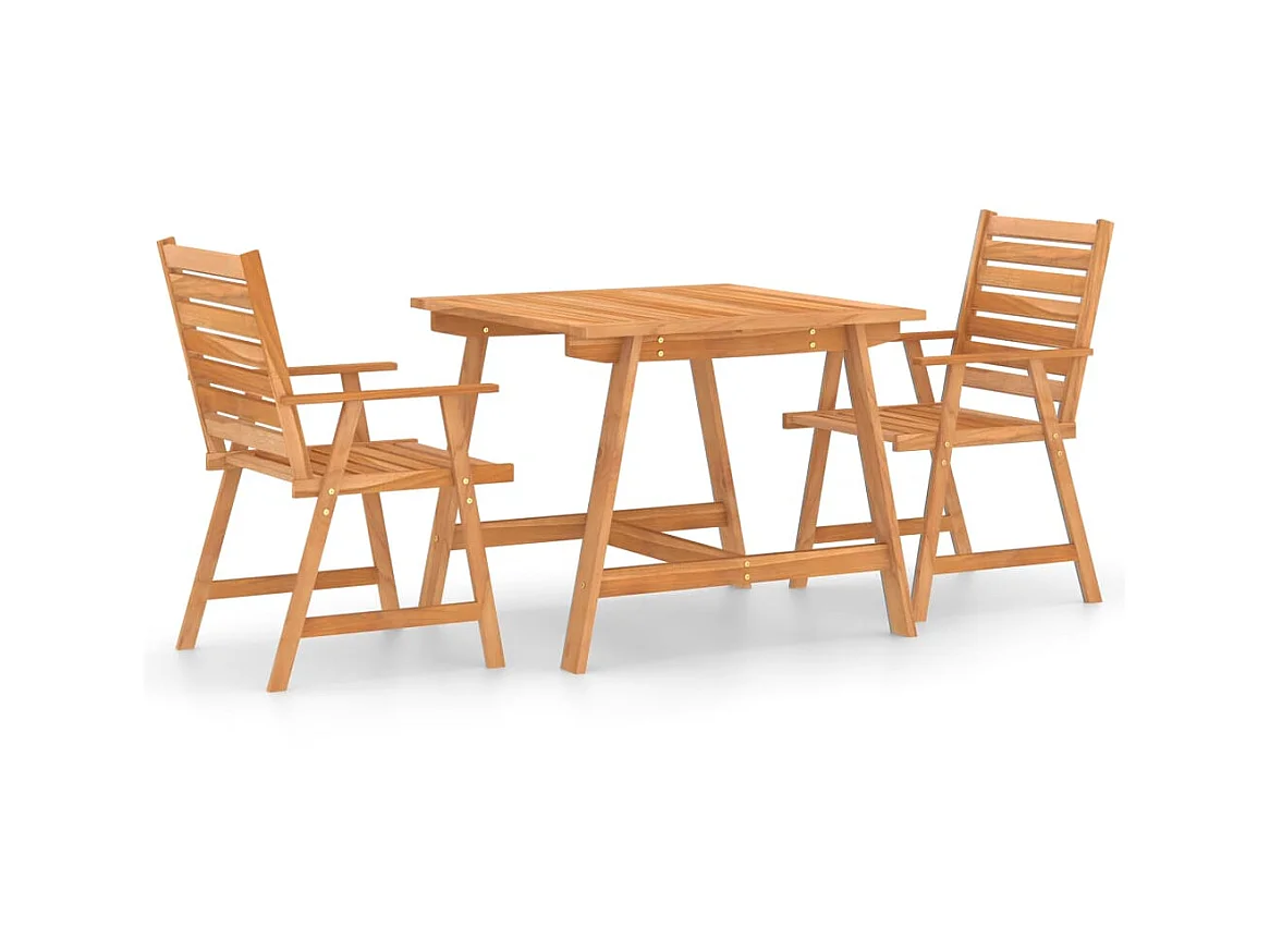 Mobilier de salle à manger de jardin 3 pcs Bois d'acacia solide 3