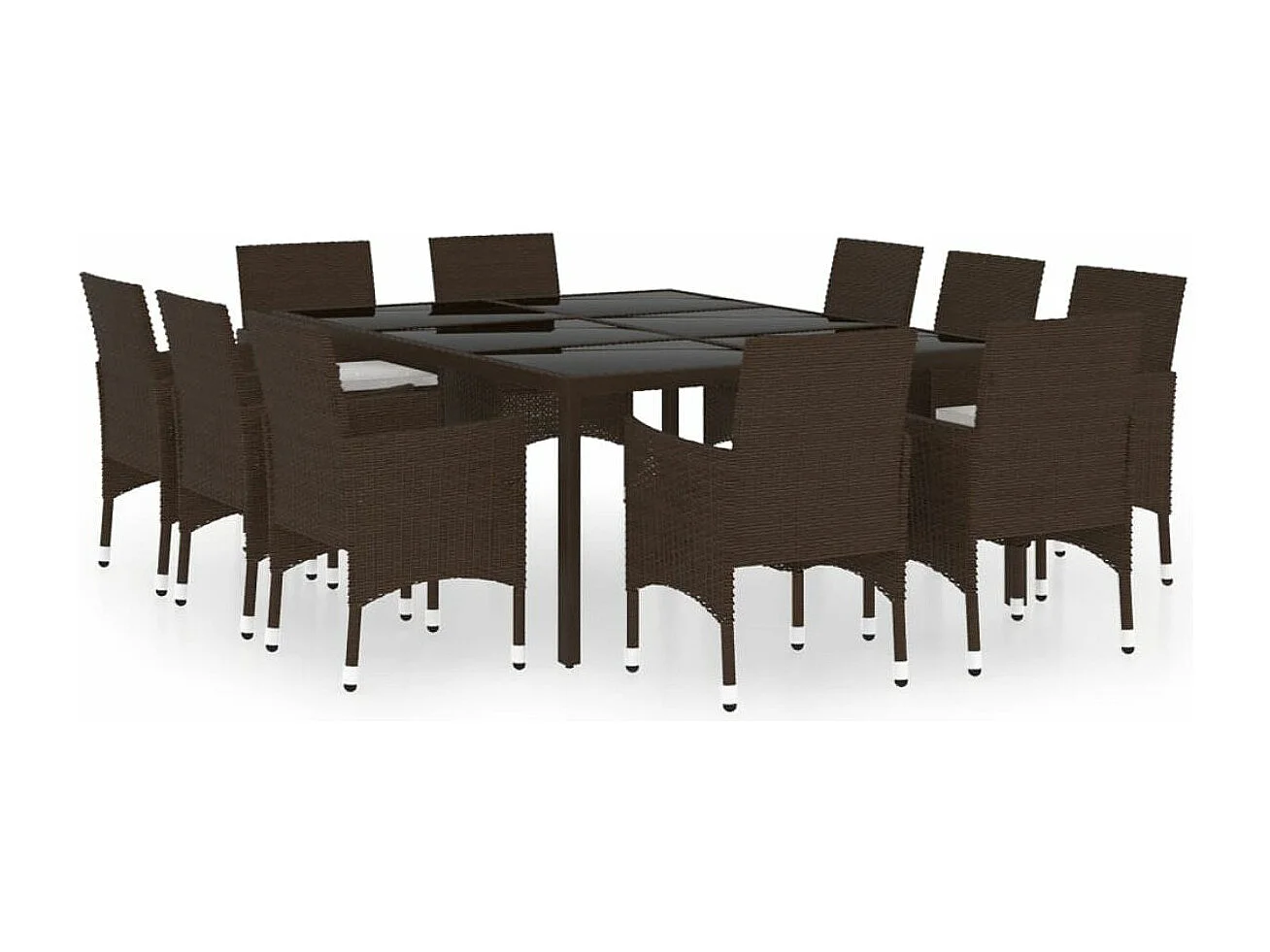 Ensemble à dîner de jardin 11 pcs Résine tressée Marron 2