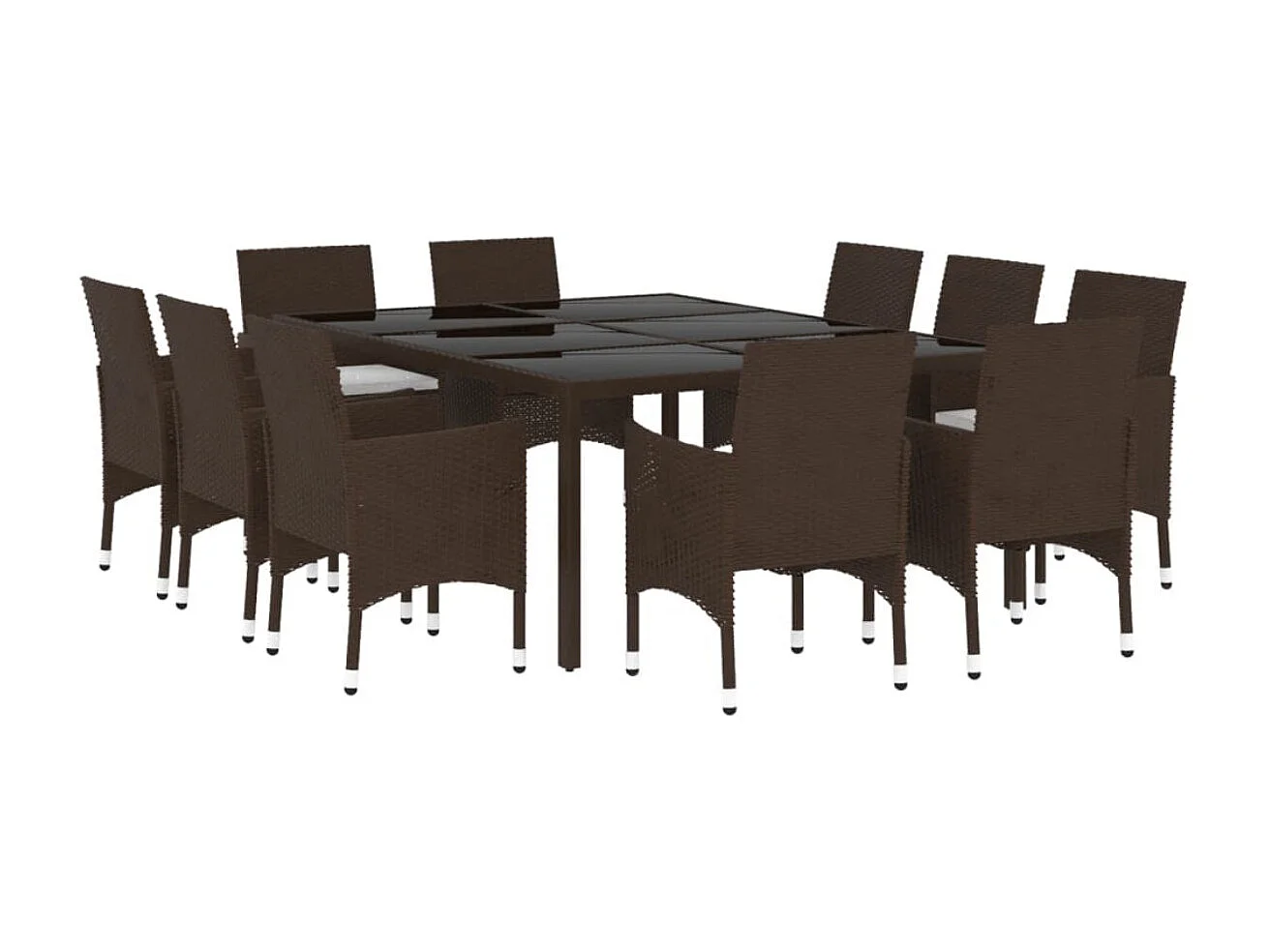 Ensemble à dîner de jardin 11 pcs Résine tressée Marron 2