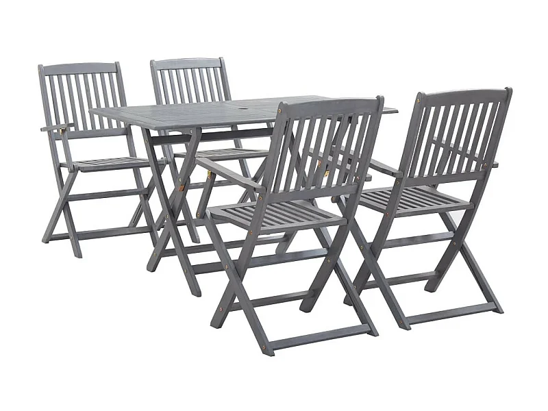 Mobilier à dîner de jardin 5 pcs Bois d'acacia massif Gris 3