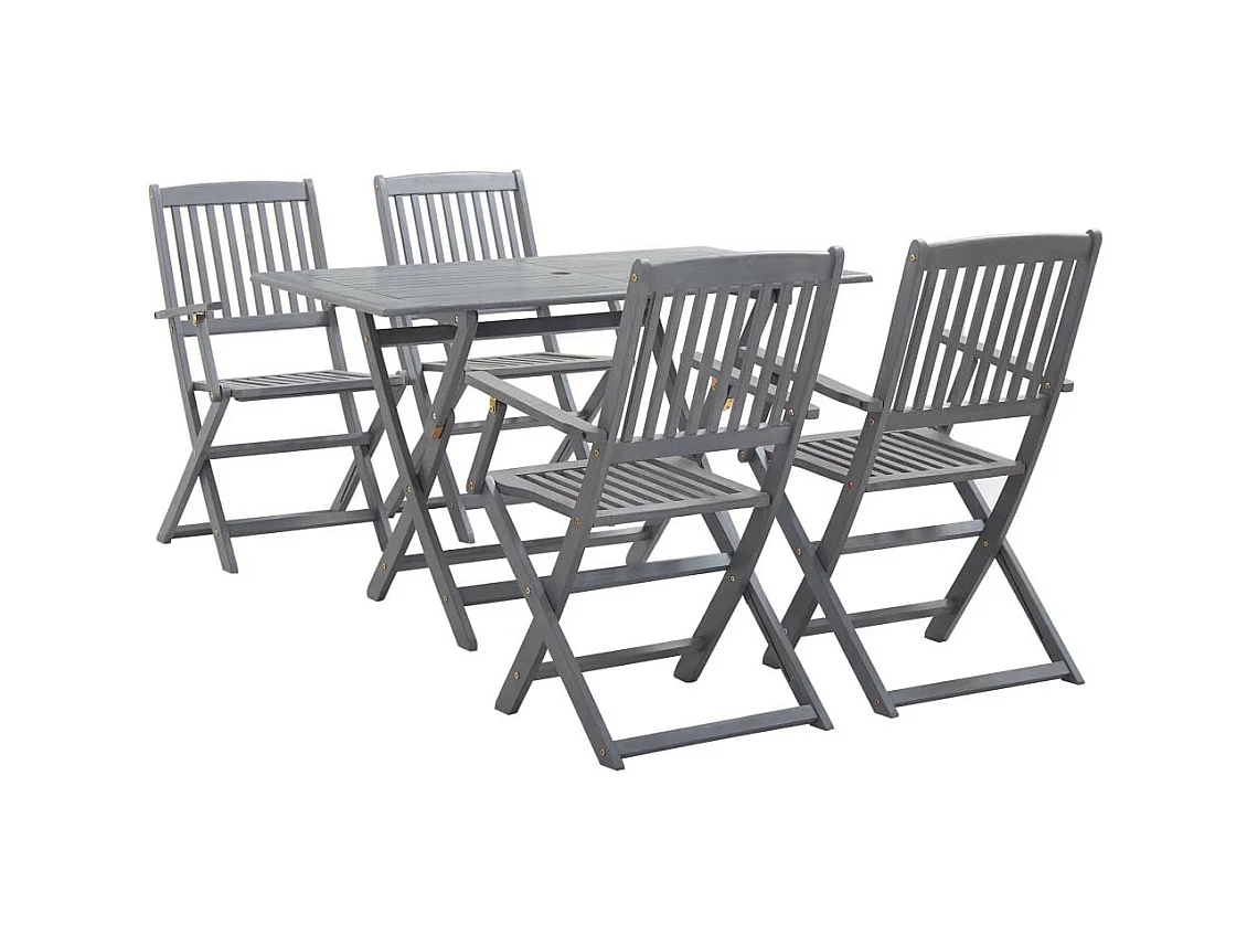 Mobilier à dîner de jardin 5 pcs Bois d'acacia massif Gris 3