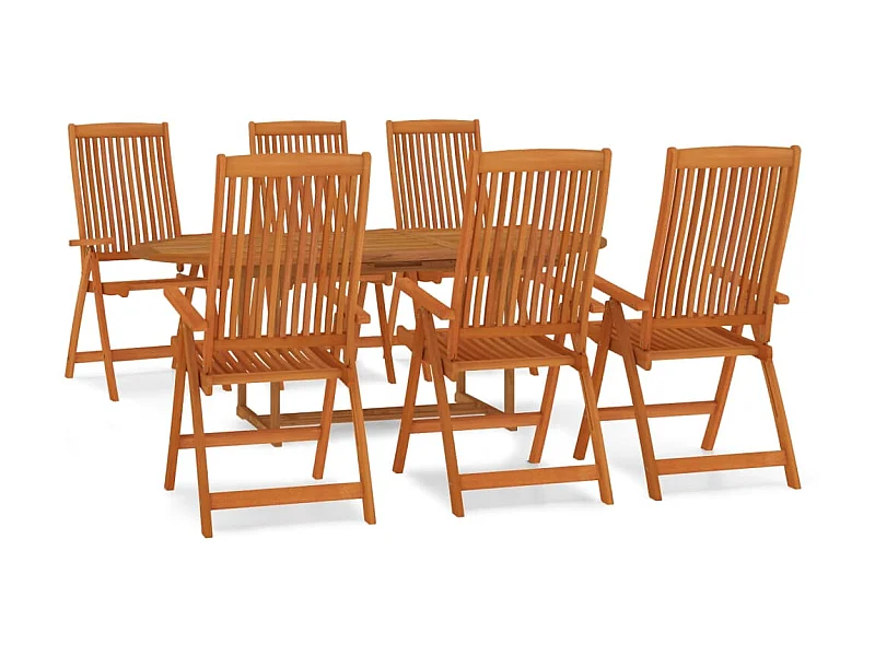 Ensemble à dîner de jardin 7 pcs Bois d'eucalyptus massif