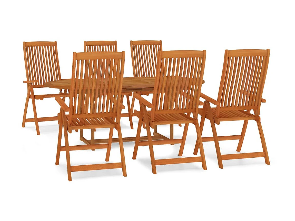 Ensemble à dîner de jardin 7 pcs Bois d'eucalyptus massif