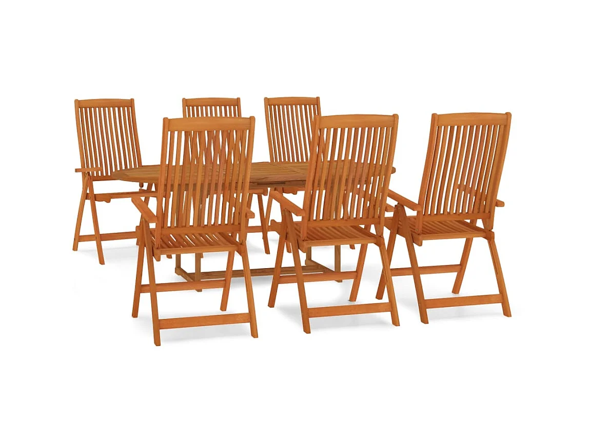 Ensemble à dîner de jardin 7 pcs Bois d'eucalyptus massif