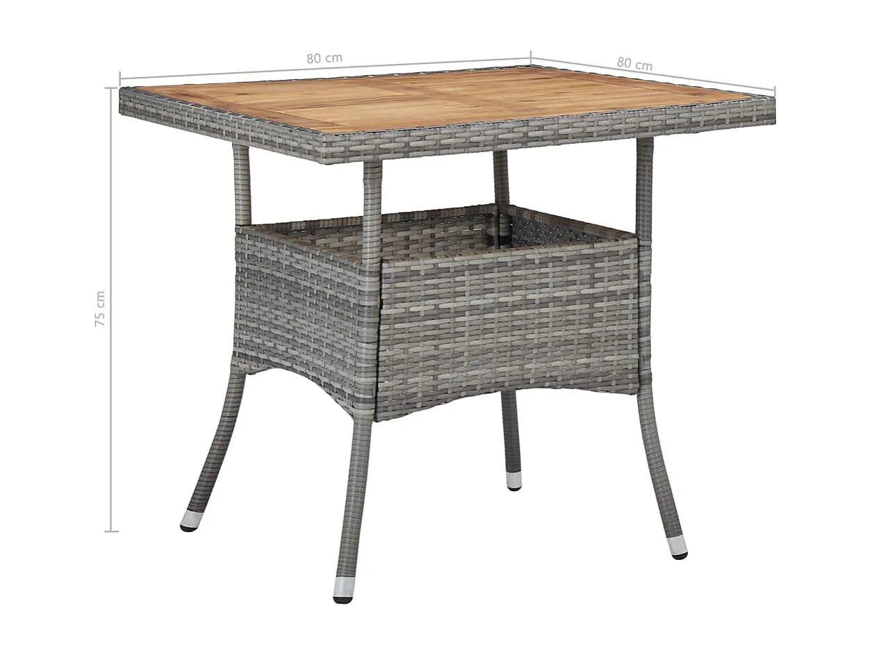 Ensemble à dîner de jardin 5 pcs Gris Résine tressée et acacia