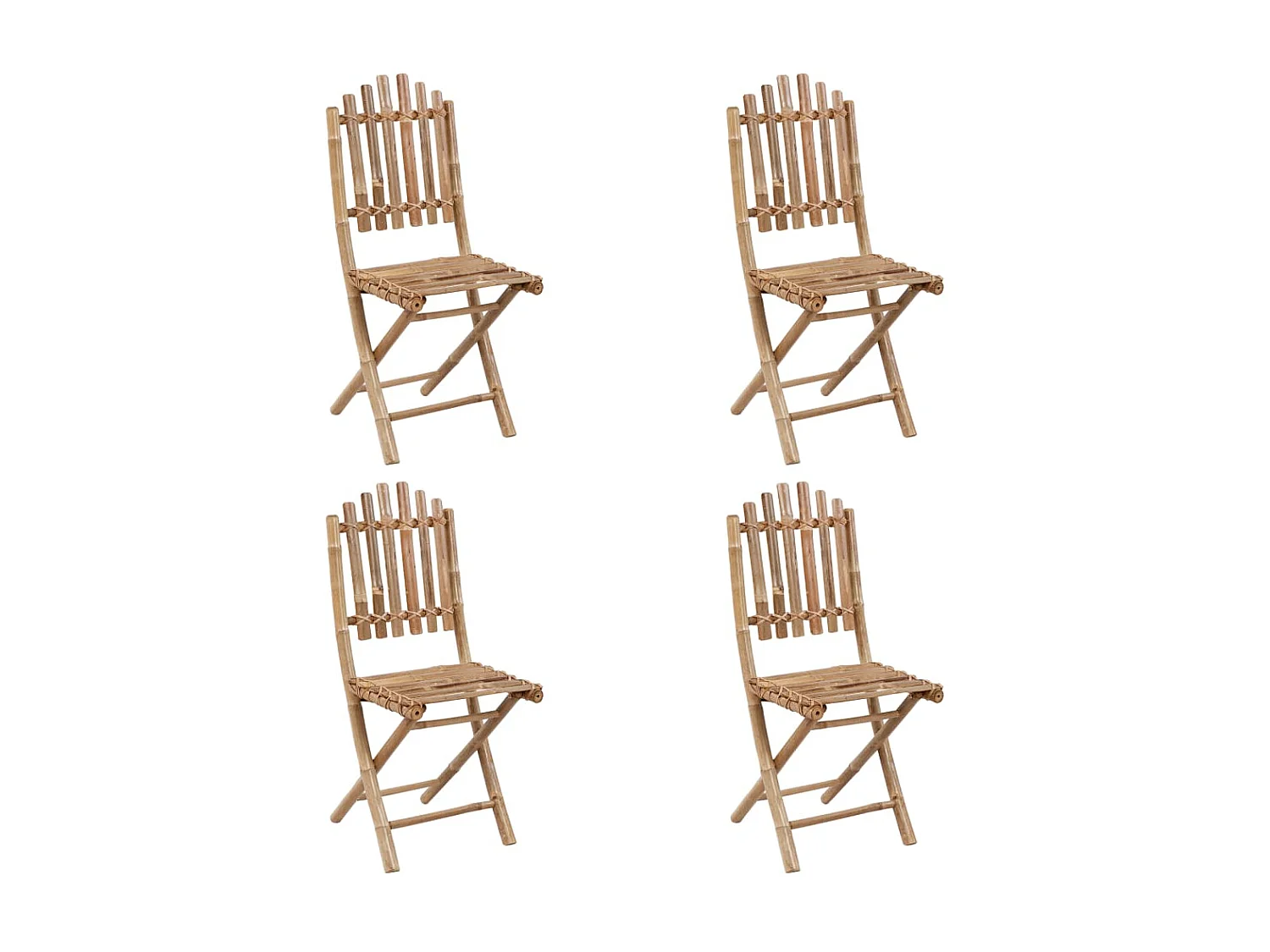 Mobilier à dîner d'extérieur pliable 5 pcs avec coussins Bambou