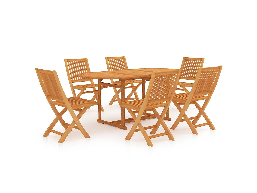 Ensemble de salle à manger de jardin 7 pcs Bois de teck massif 5