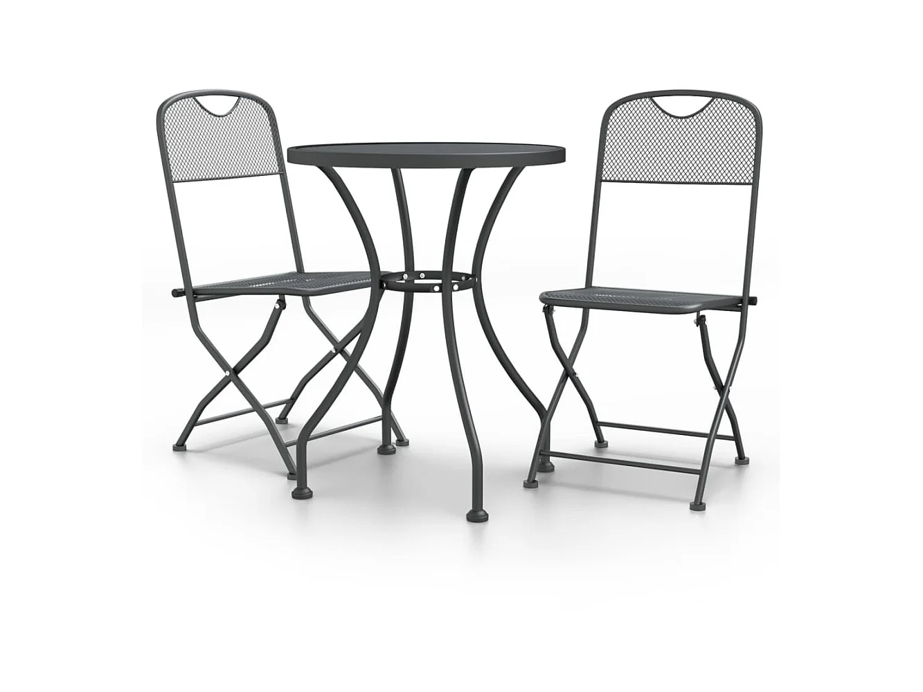 Mobilier à dîner de jardin 3 pcs Maille Métal Anthracite 3