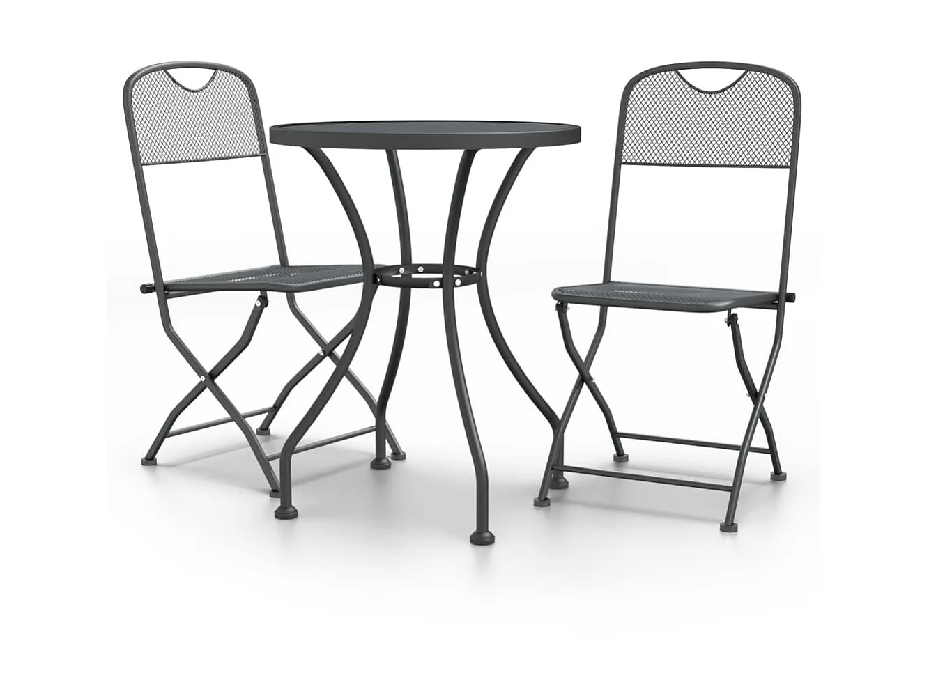 Mobilier à dîner de jardin 3 pcs Maille Métal Anthracite 3