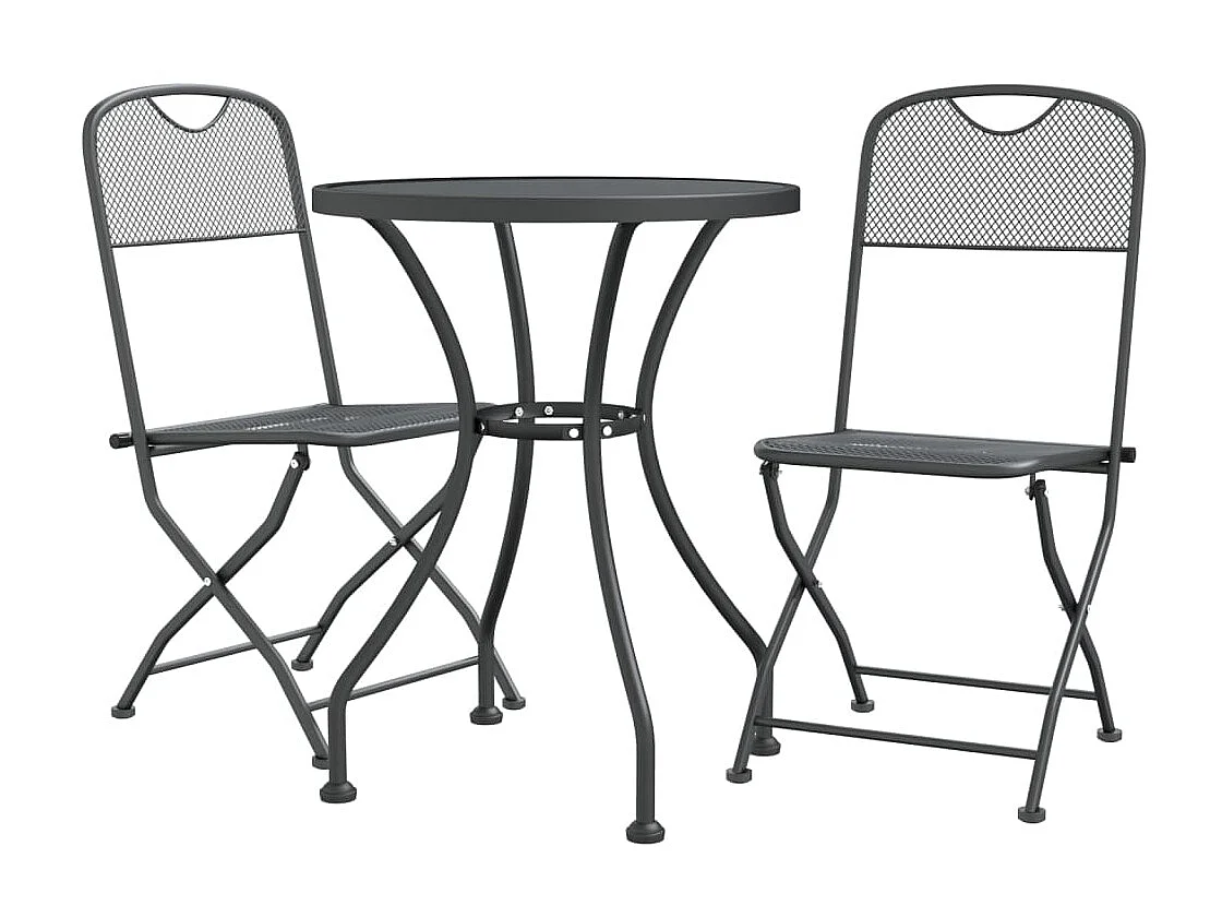Mobilier à dîner de jardin 3 pcs Maille Métal Anthracite 3